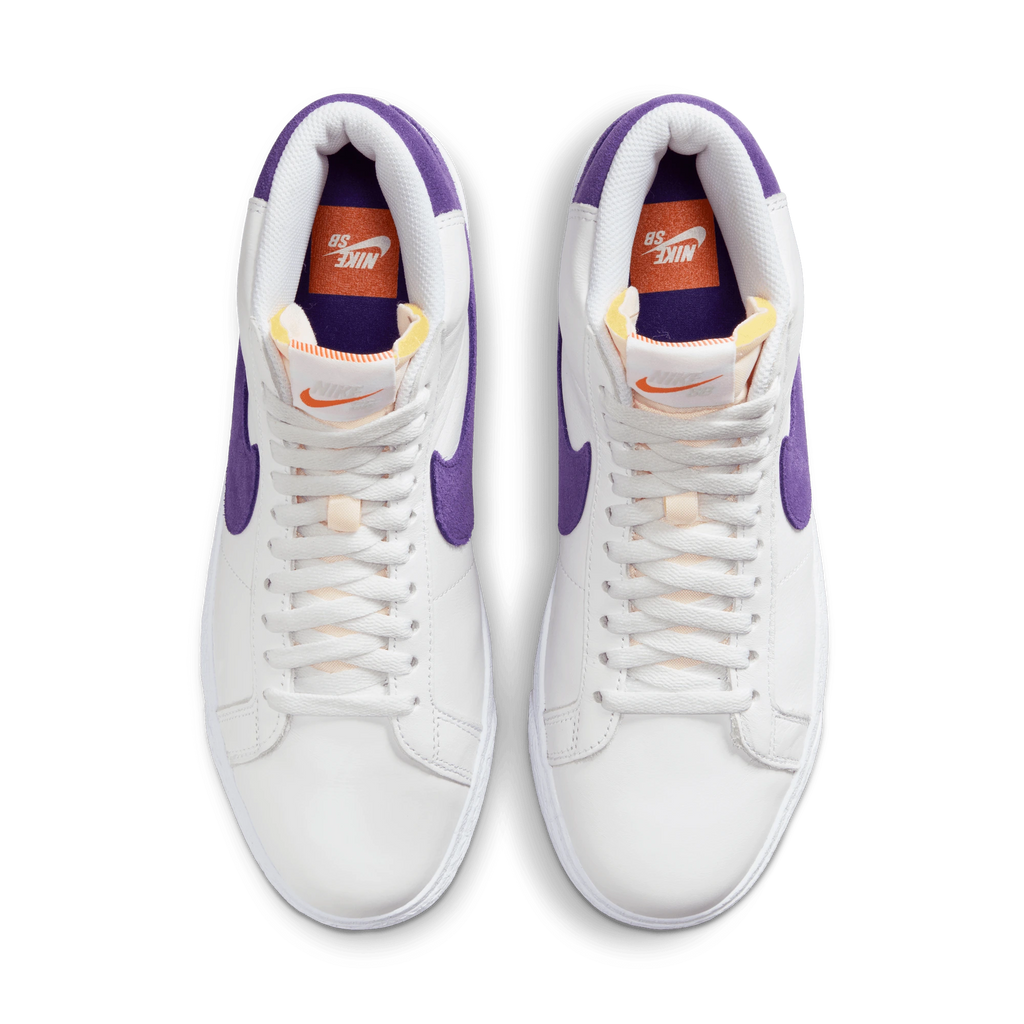 Nike SB Orange Label Zoom Blazer Mid Shoes -  White / Court Purple - Gum Light Brown