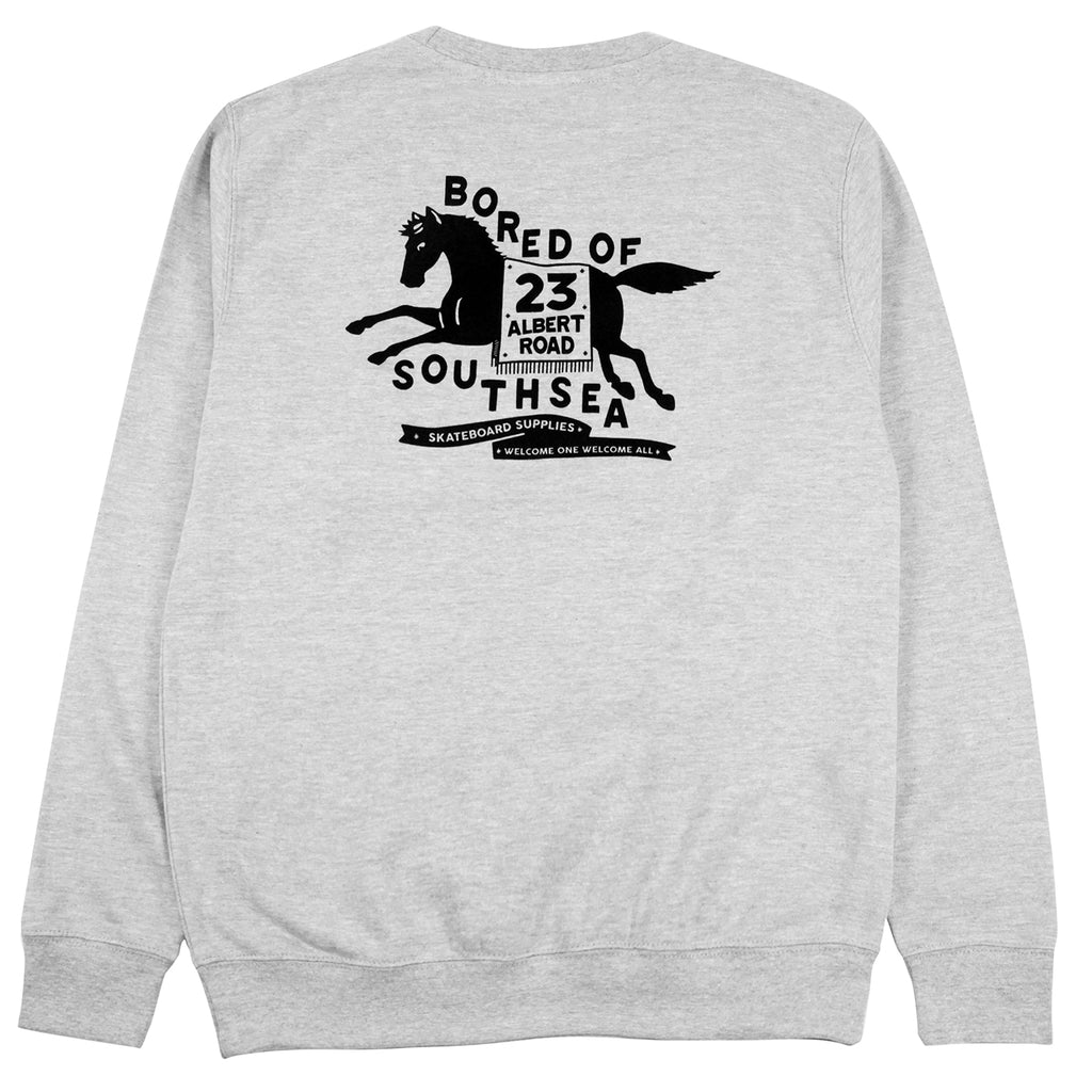 Bored of Southsea Horse Sweatshirt - Heather Grey - back