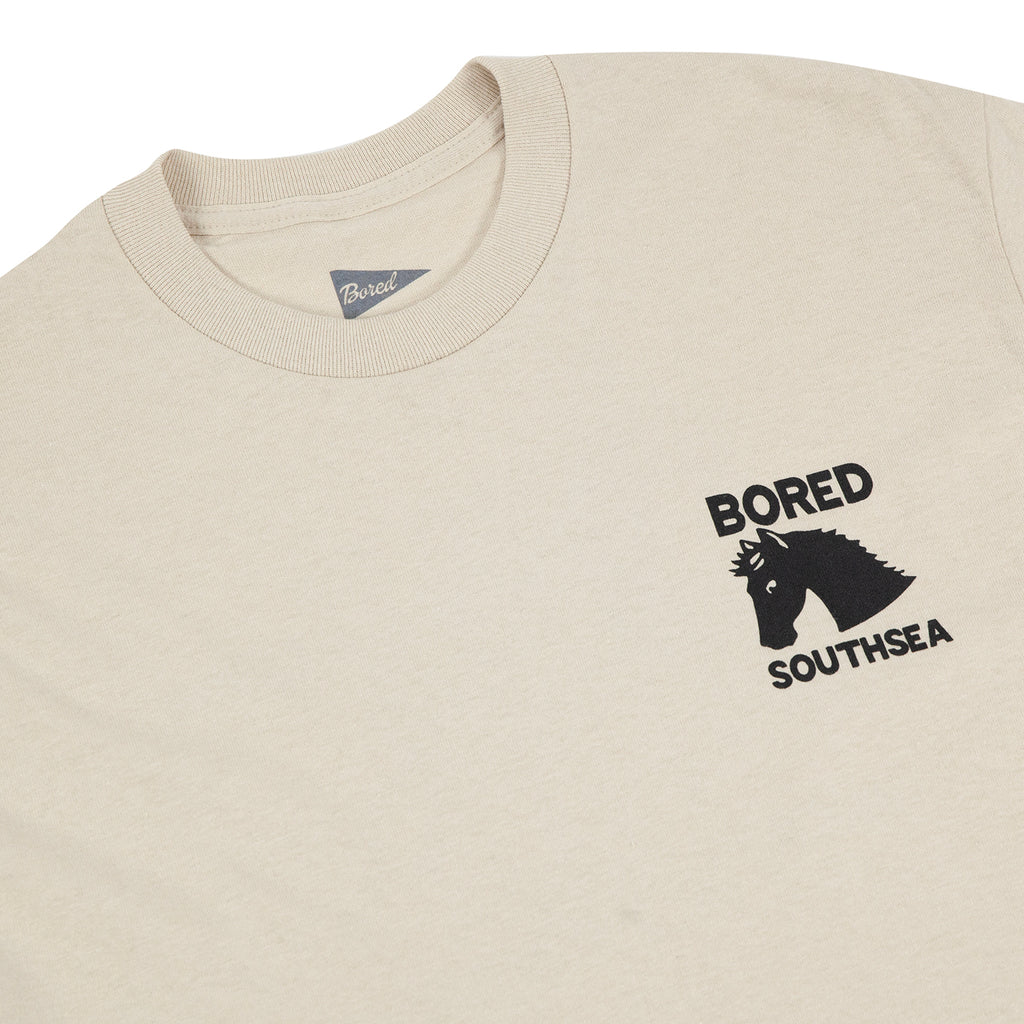 Bored of Southsea Horse T Shirt - Sand - neck