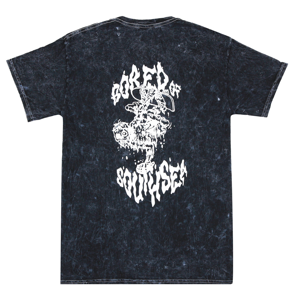 Bored of Southsea Skate Zombie T Shirt - Black Mineral Wash - back