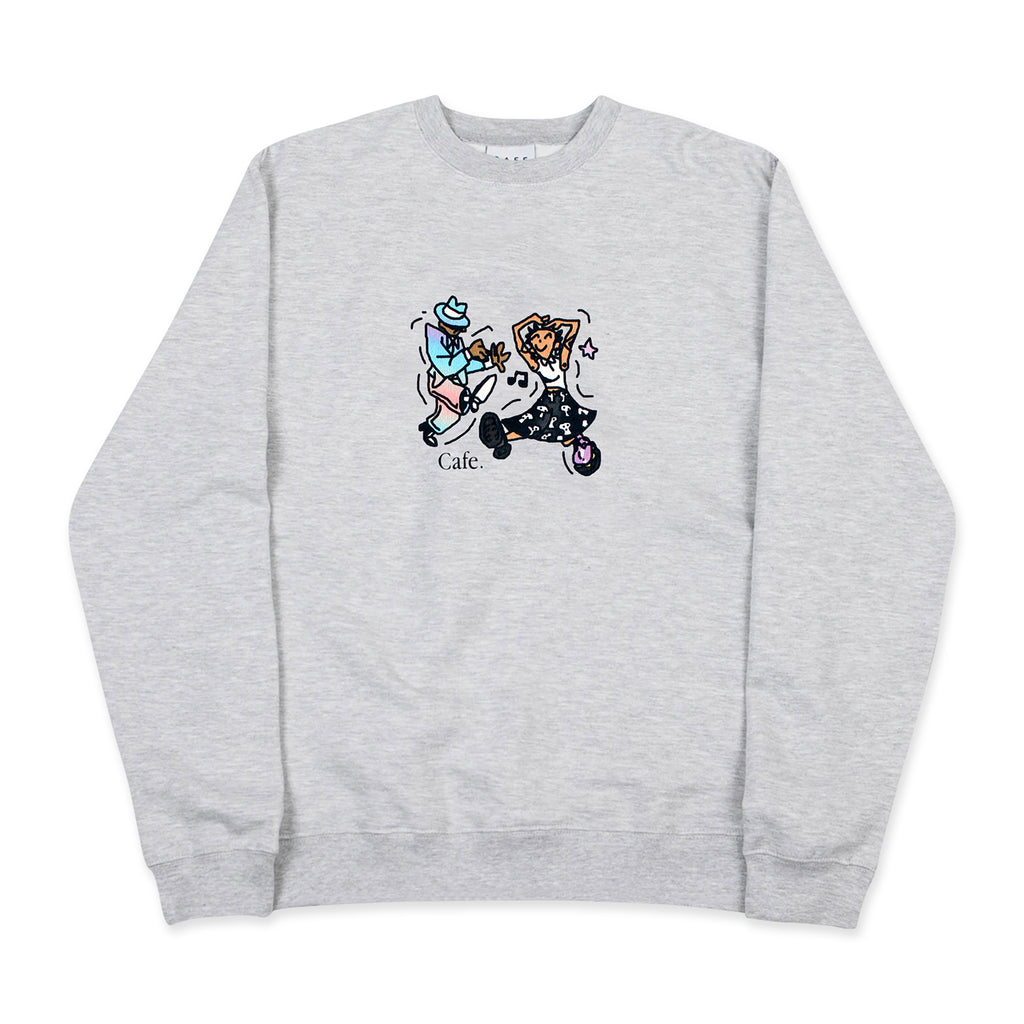 Skateboard Cafe Dancing Crewneck Sweatshirt - Heather Grey