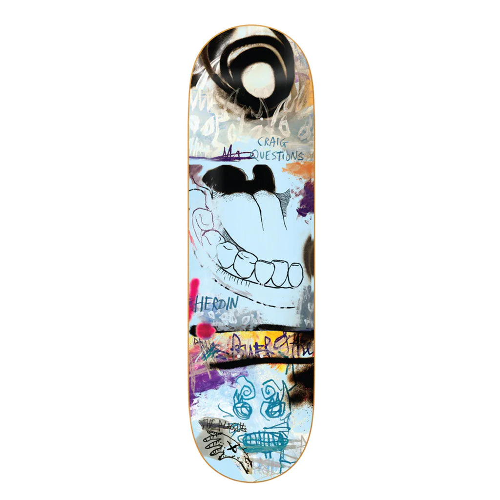 Heroin Skateboards Craig Questions Painted Skateboard Deck 9″