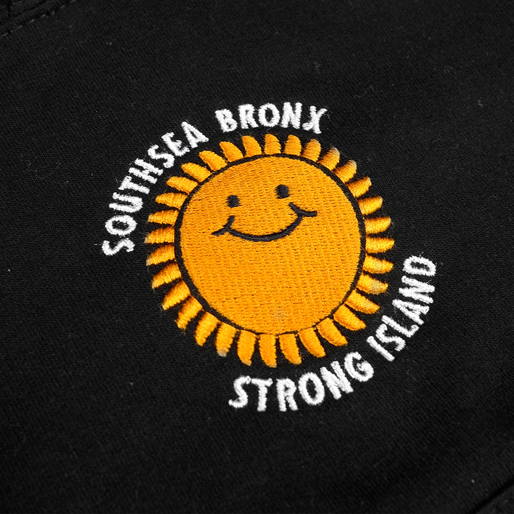 Southsea Bronx Strong Island Kids Embroidered Hoodie - Black - closeup