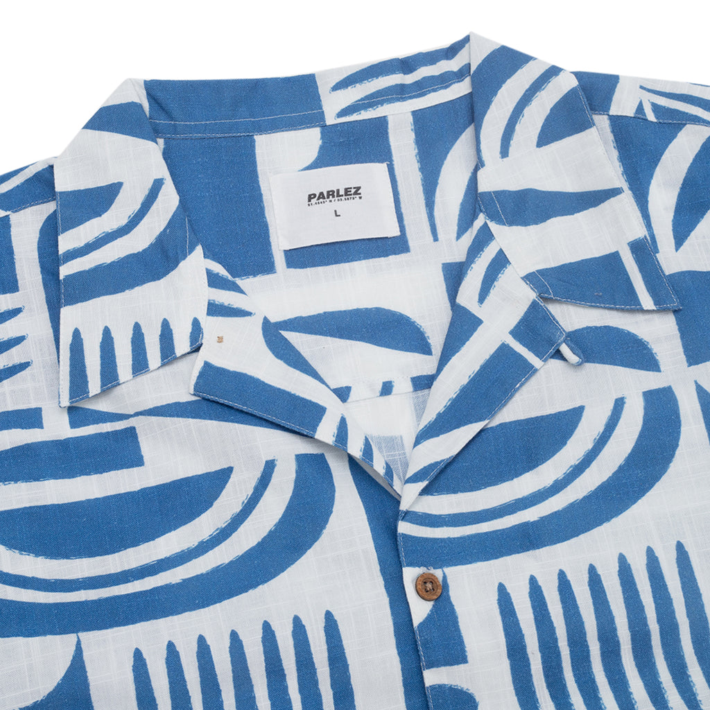 Parlez Link Cuban S/S Shirt - Ocean Blue - collar