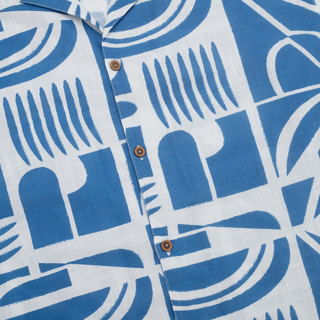 Parlez Link Cuban S/S Shirt - Ocean Blue - buttons