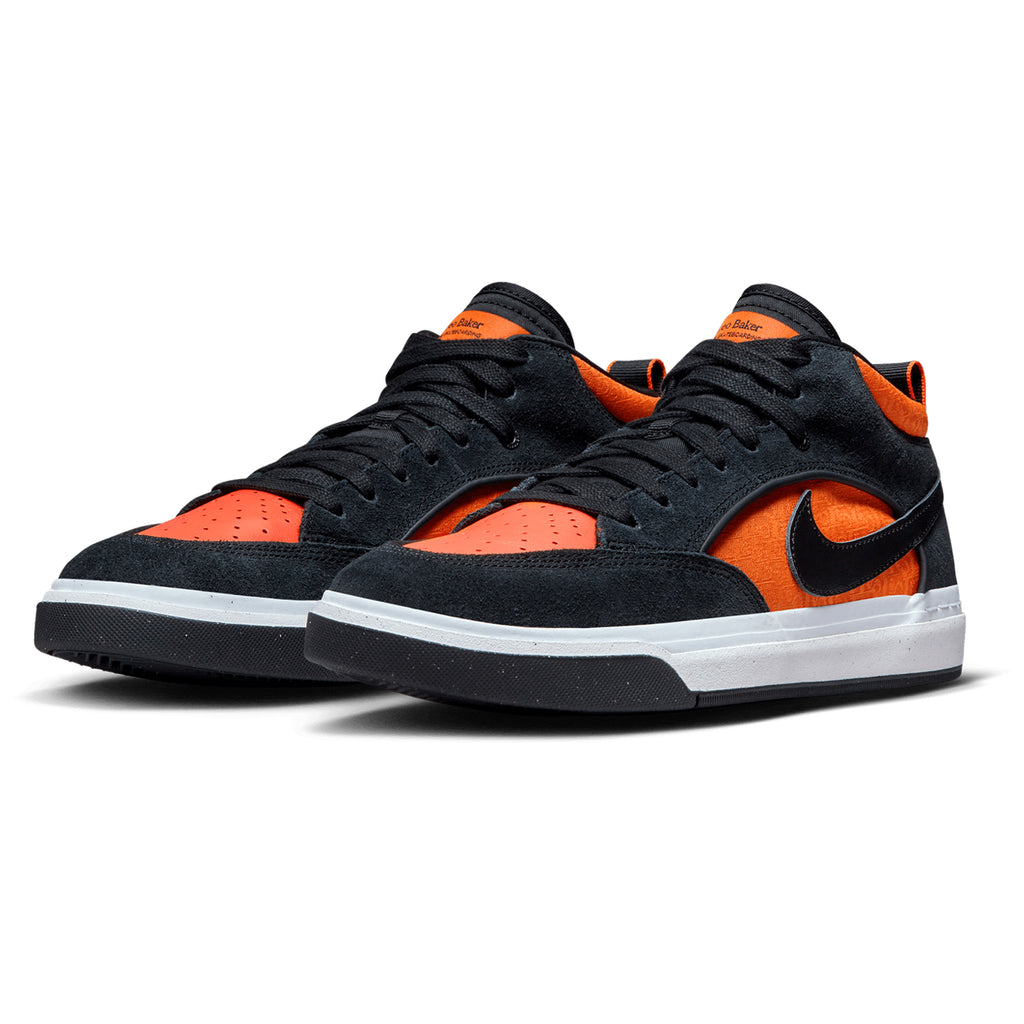 Nike SB x React Leo Shoes - Black / Black -  Orange - Electric Orange - pair
