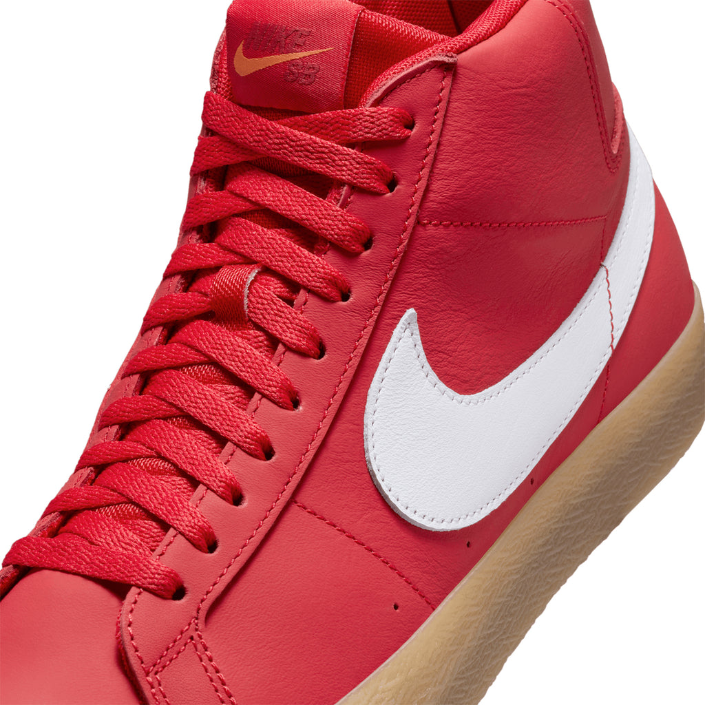 Nike SB Orange Label Zoom Blazer Mid Shoes -  University Red / White - White - closeup