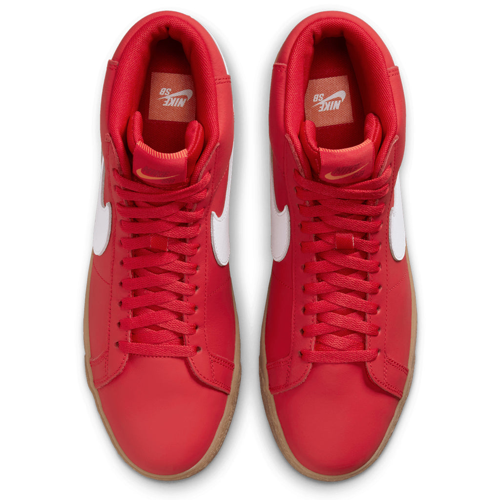 Nike SB Orange Label Zoom Blazer Mid Shoes -  University Red / White - White - top