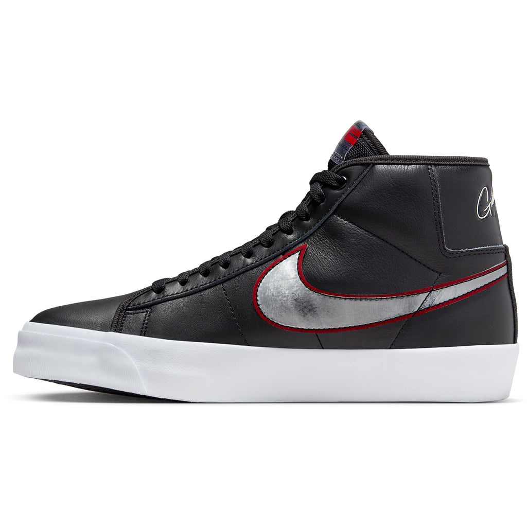 Nike SB Zoom Blazer Mid Pro GT Shoes - Black / Metallic Silver - University Red - side