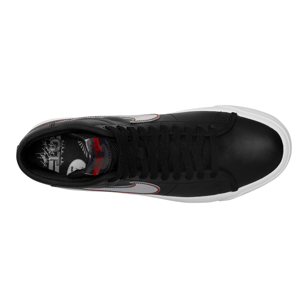Nike SB Zoom Blazer Mid Pro GT Shoes - Black / Metallic Silver - University Red - top