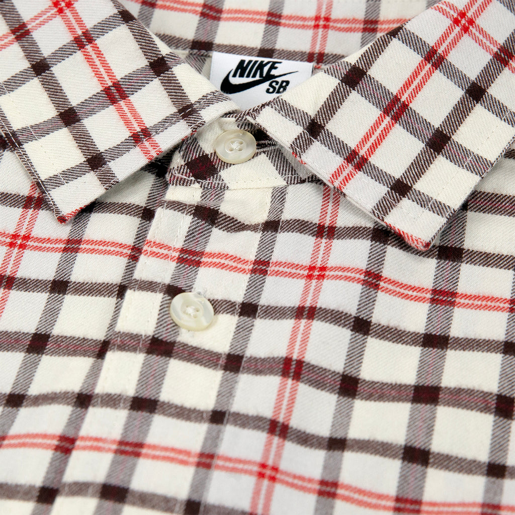 Nike SB L/S  Flannel Button Up  Shirt - Coconut Milk / Light Bone - collar