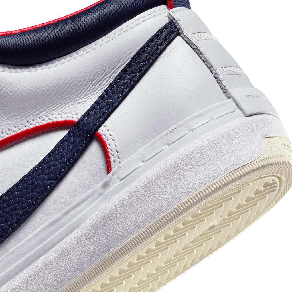 Nike SB x React Leo Shoes - White / Midnight Navy- University Red-White - heel