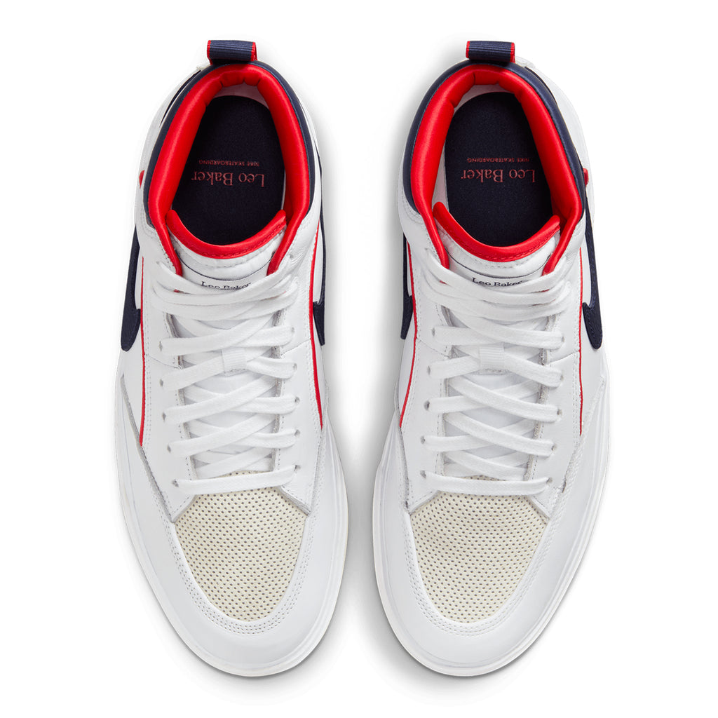 Nike SB x React Leo Shoes - White / Midnight Navy- University Red-White - top