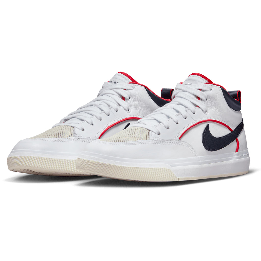 Nike SB x React Leo Shoes - White / Midnight Navy- University Red-White - pair