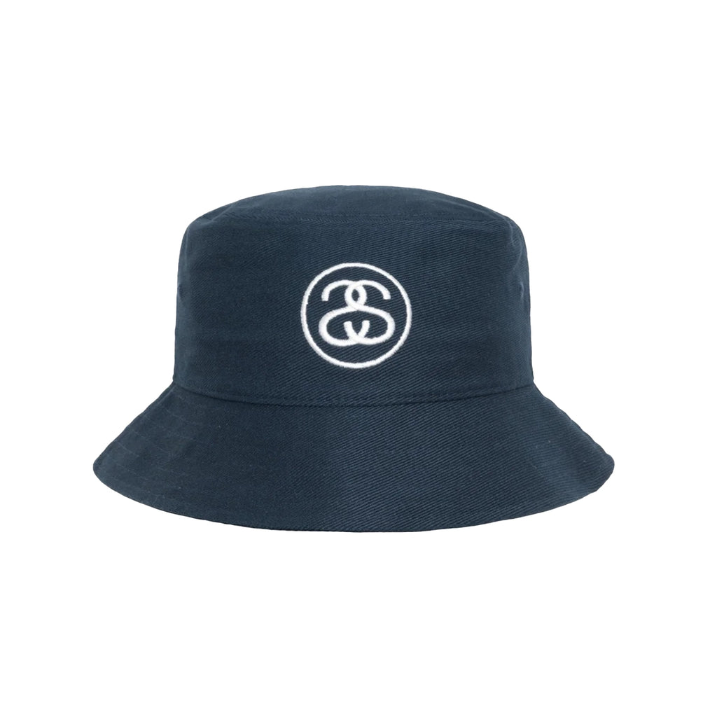 Navy stussy online bucket hat