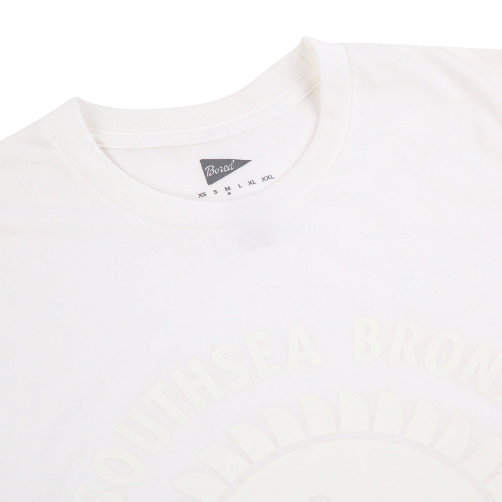 Southsea Bronx Strong Island T Shirt in White on White - Detail