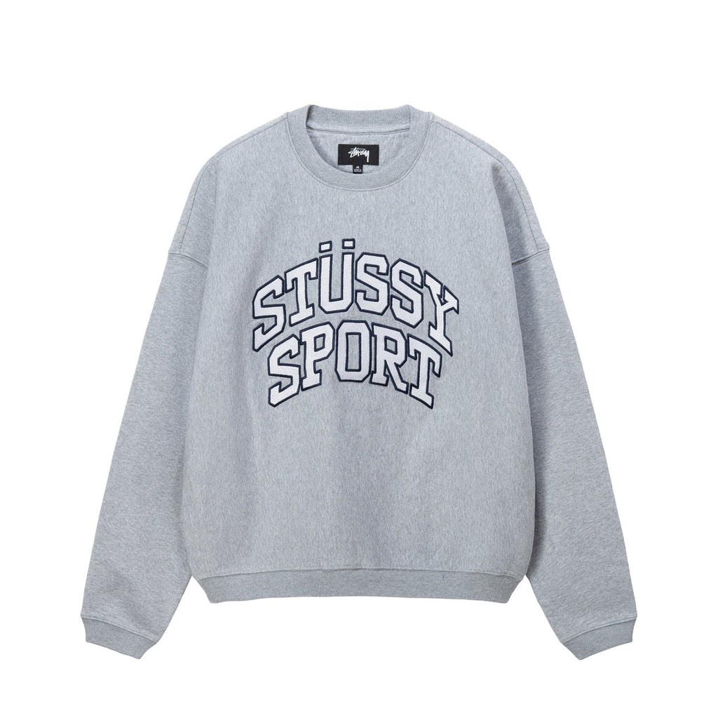 Stussy Relaxed Oversized Crew Sweatshirt Grey Heather