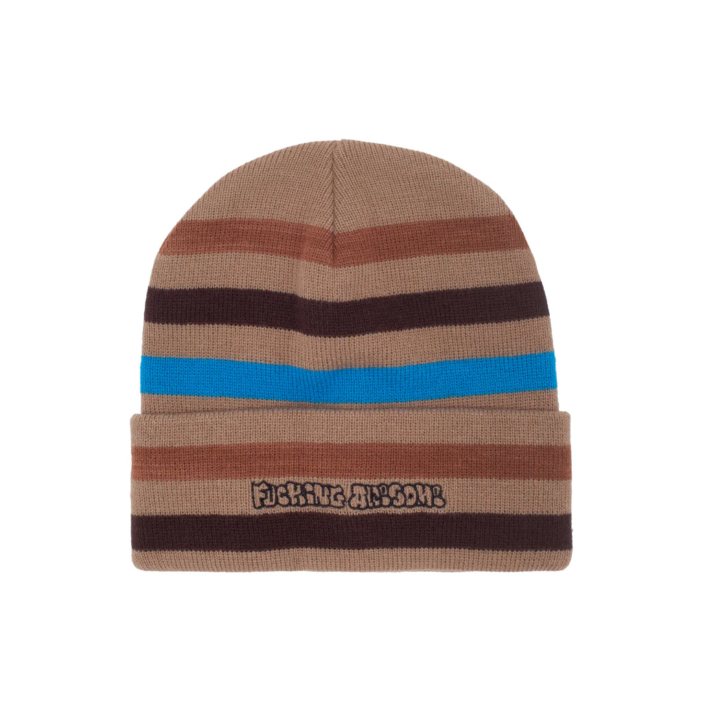 Fucking Awesome Wanto striped cuff  Beanie - Brown
