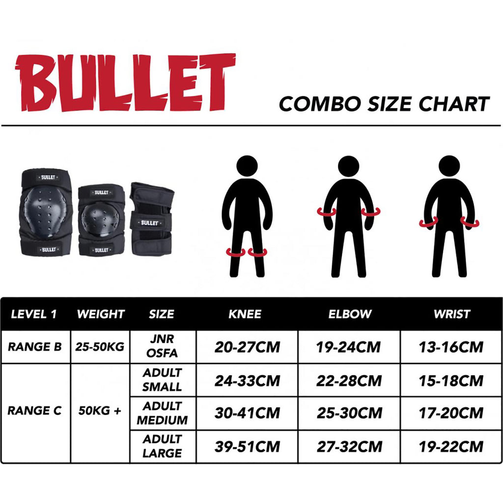 Bullet Adult Triple Padset standard combo -Black - chart