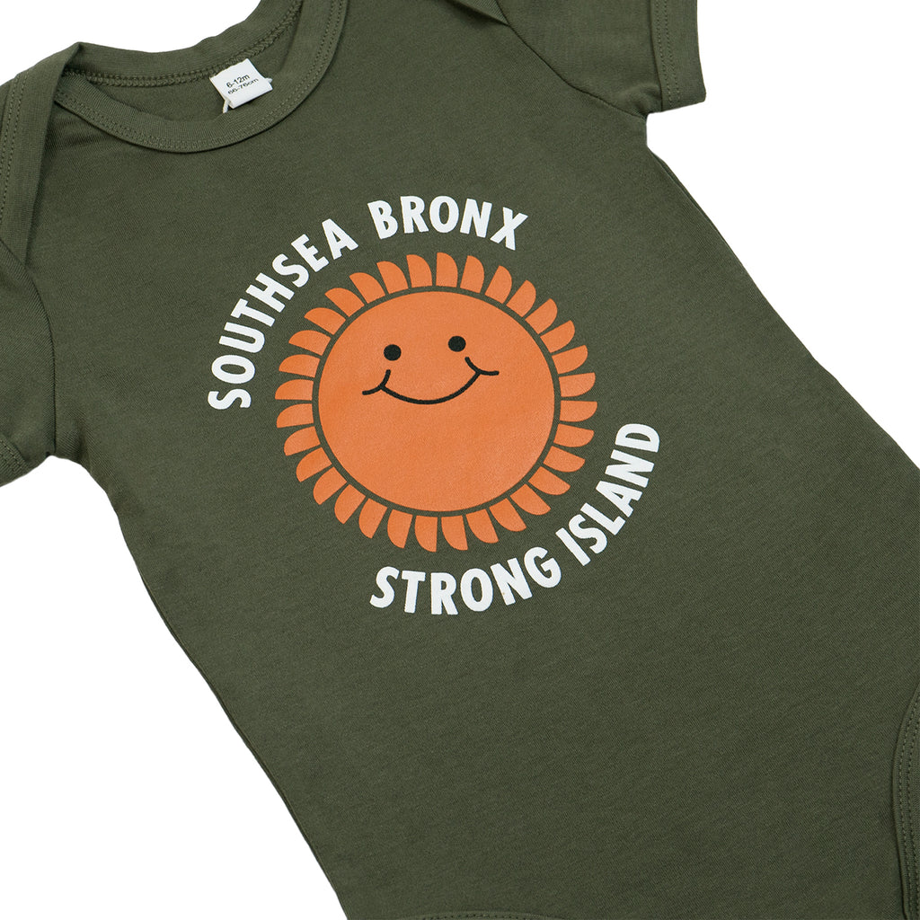 Southsea Bronx Strong Island Baby Grow Camo Green - Chest