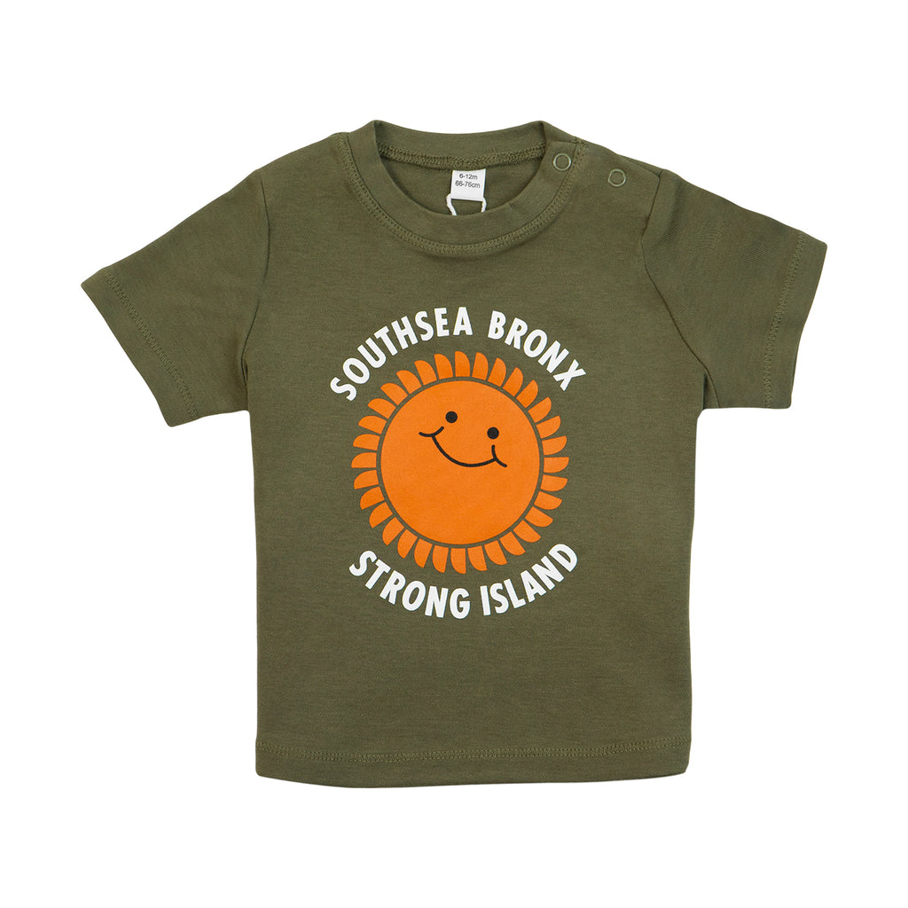 Southsea Bronx Strong Island Baby T Shirt in Camo Green