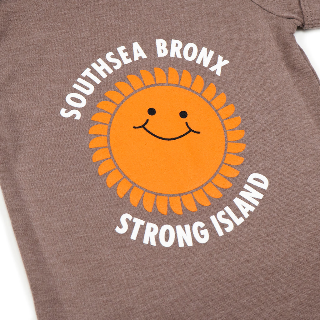 Southsea Bronx Strong Island Baby Grow - Mocha - closeup