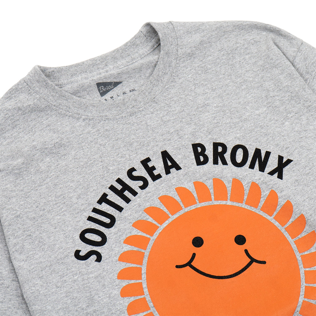 Southsea Bronx Strong Island L/S T Shirt in Heather Grey - Detail