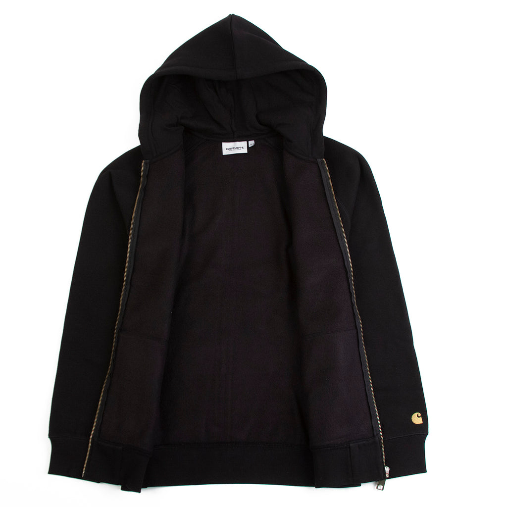 Carhartt WIP Hooded Chase Jacket in Black / Gold - Open