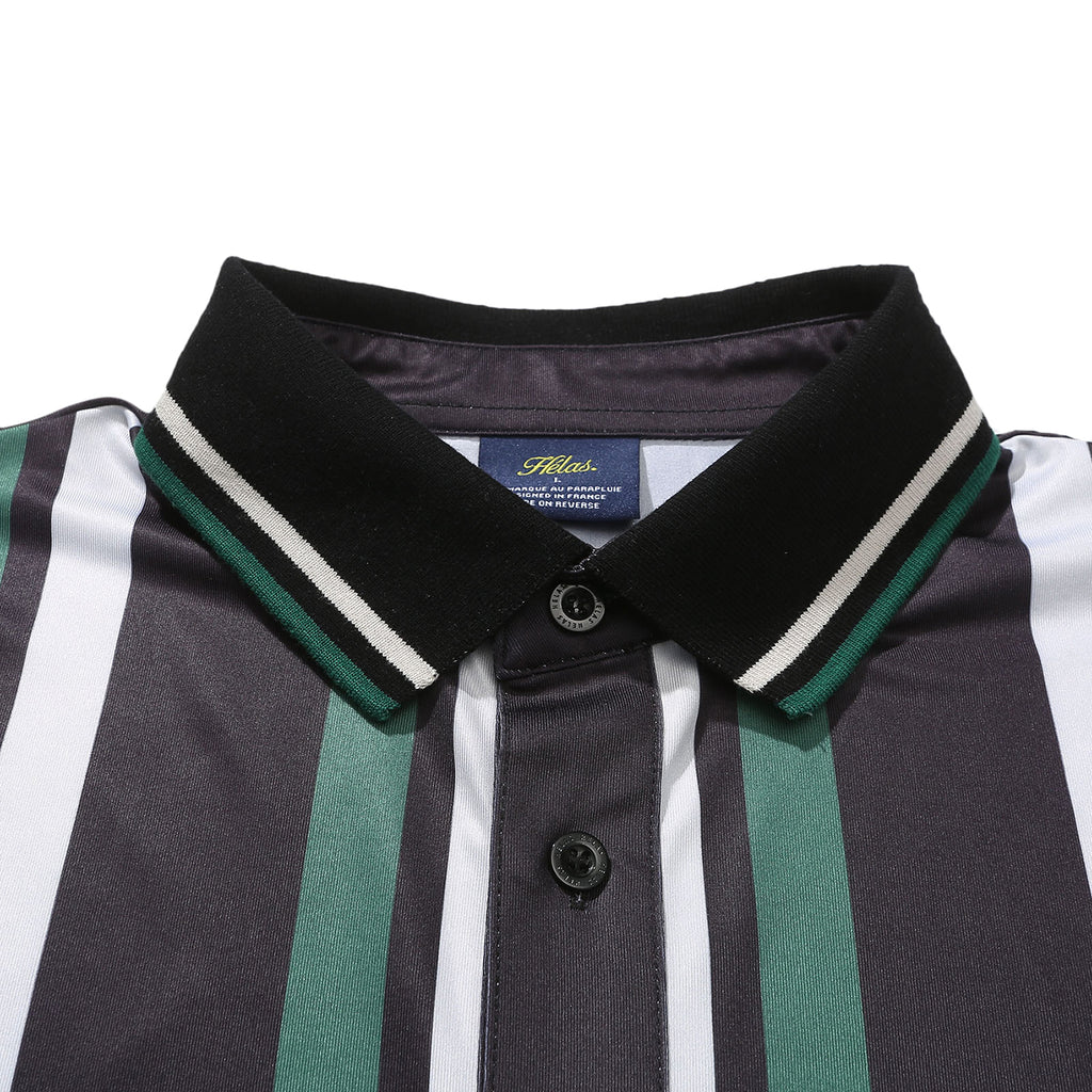 Helas Mafiosi Knit Polo Shirt - Black - collar
