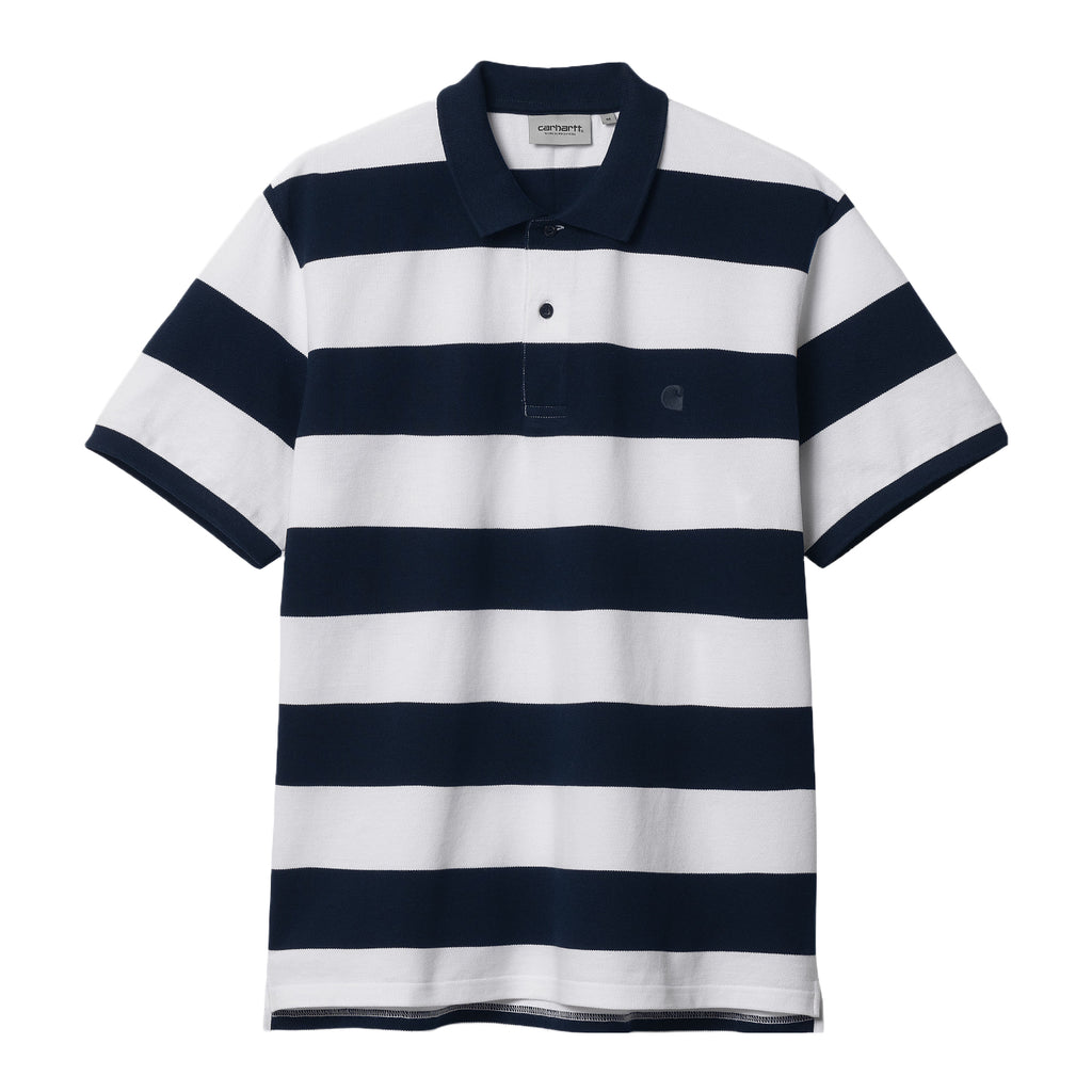Carhartt WIP Dampier Pique Polo Shirt - Atom Blue / White
