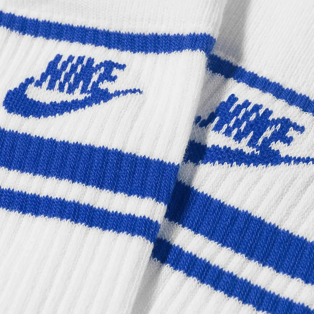 Nike Everyday Essential 3 Pack Stripe Crew Socks - White / Royal