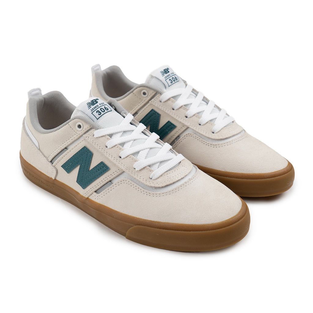 New Balance Numeric NM306 Jamie Foy Shoes - Sea Salt / Green - pair