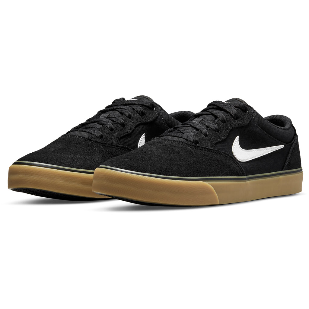 Nike SB Chron  2 Shoes - Black / White - Black - Gum Light Brown - pair