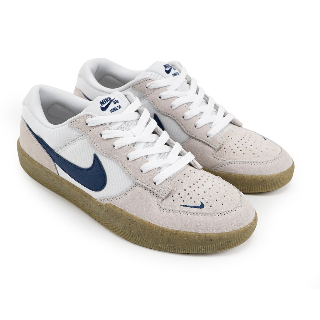 Nike SB Force 58 Shoes - White / White / Gum Light Brown / Navy - pair