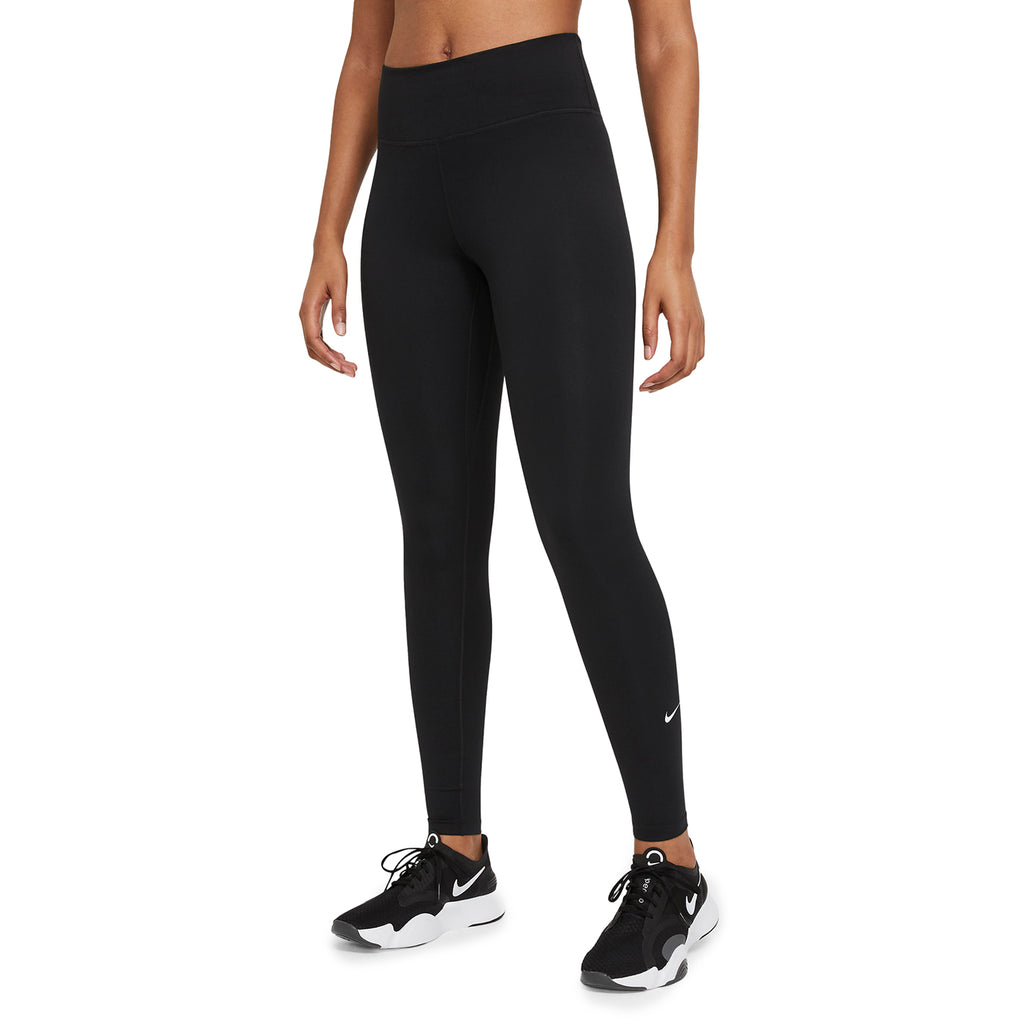 Nike Dri Fit One Mid-Rise Leggings - Black / White - main