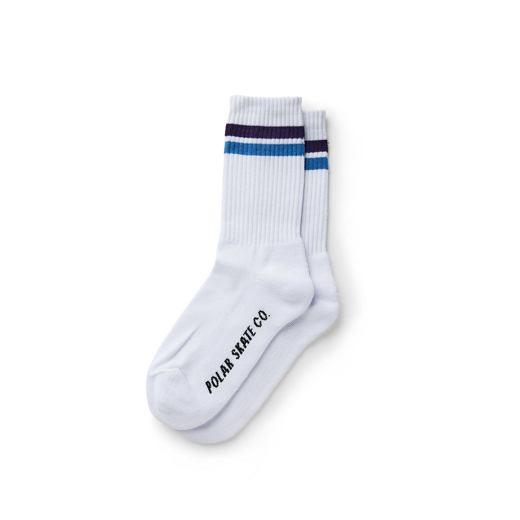 Polar Skate Co Stripe Socks - White / Purple / Blue - pair