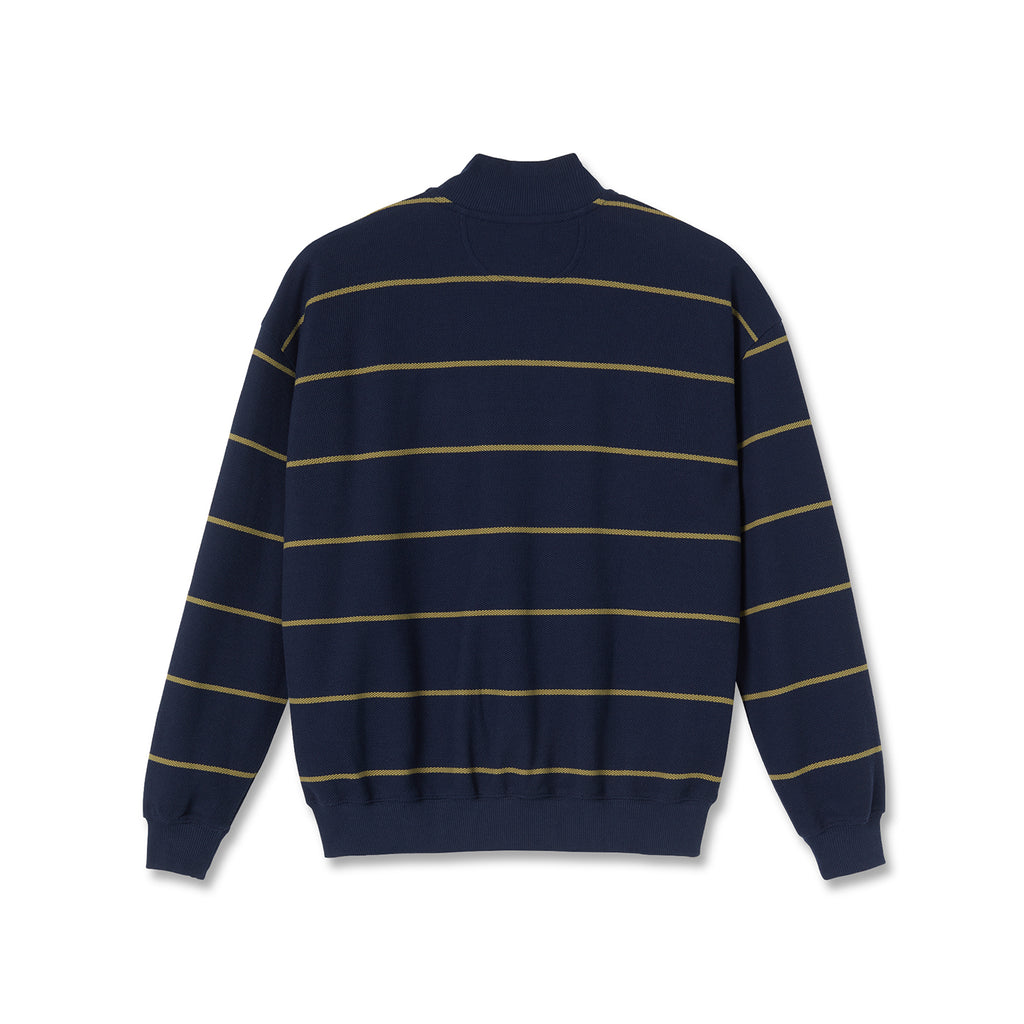 Stripe Zip Neck Sweatshirt in Navy by Polar Skate Co | Bored of 
