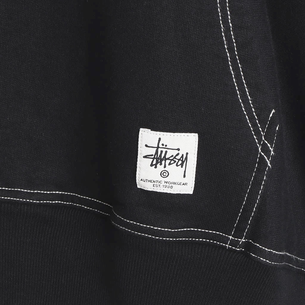 Contrast Stitch Label Hoodie in Black by Stussy Bored of Southsea