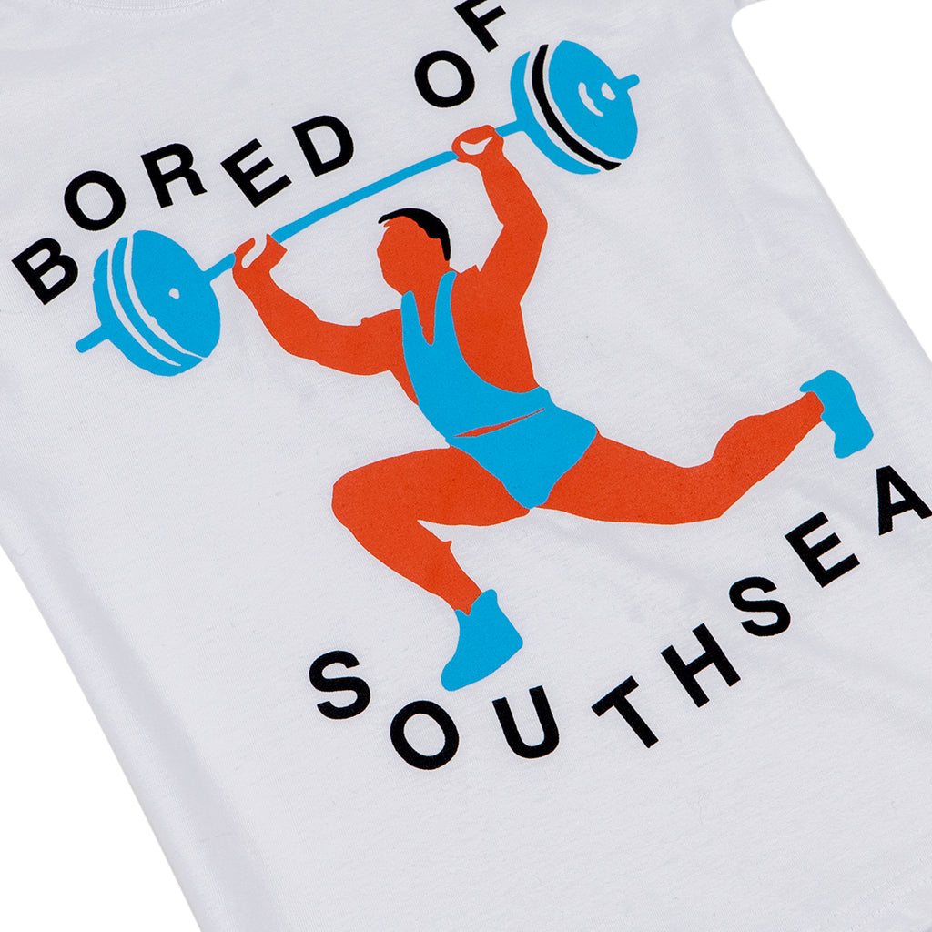 Bored of Southsea Weightlifter Kids T Shirt - White