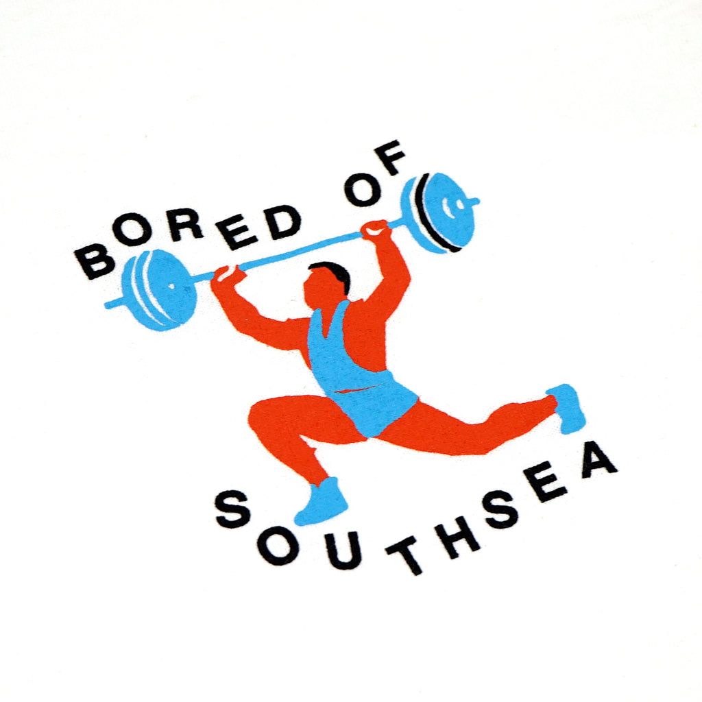 Bored of Southsea Weightlifter T Shirt - White