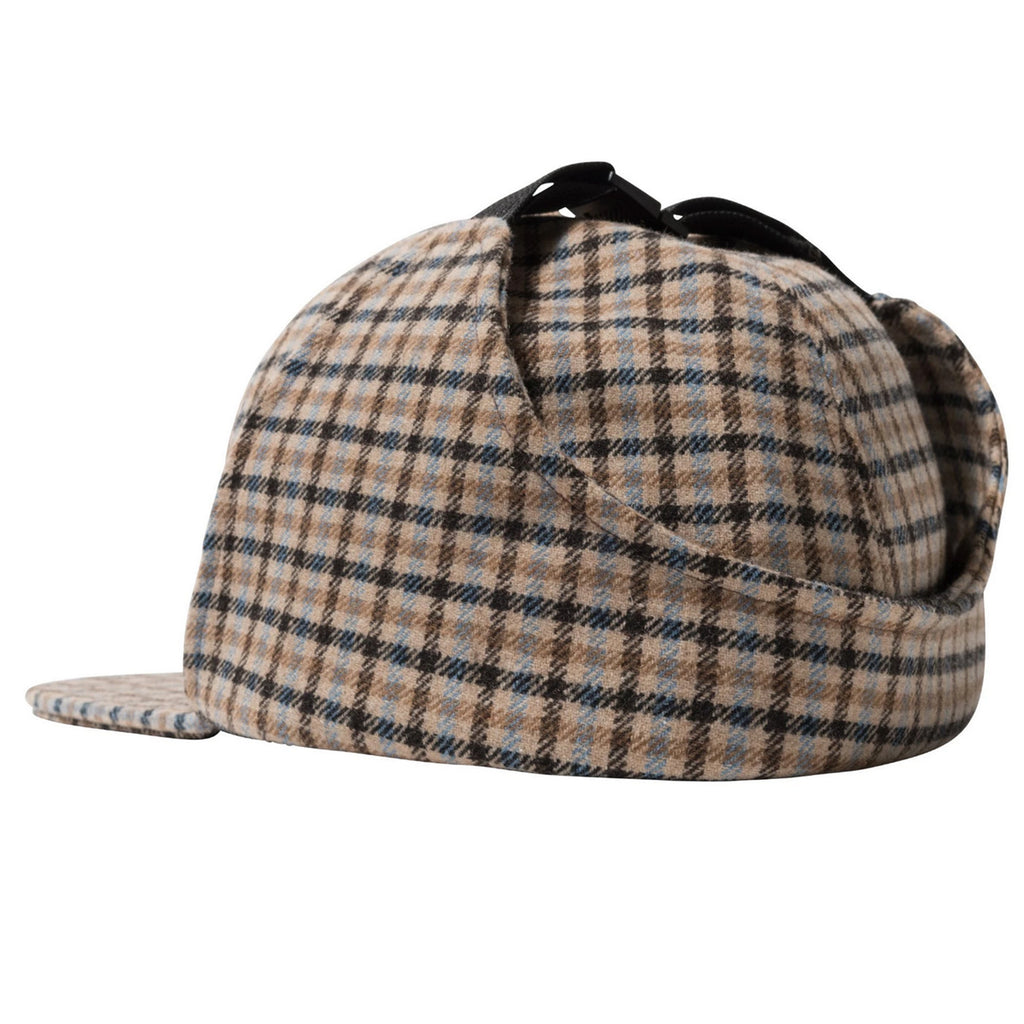Stussy Wool Plaid Flap Cap Brown