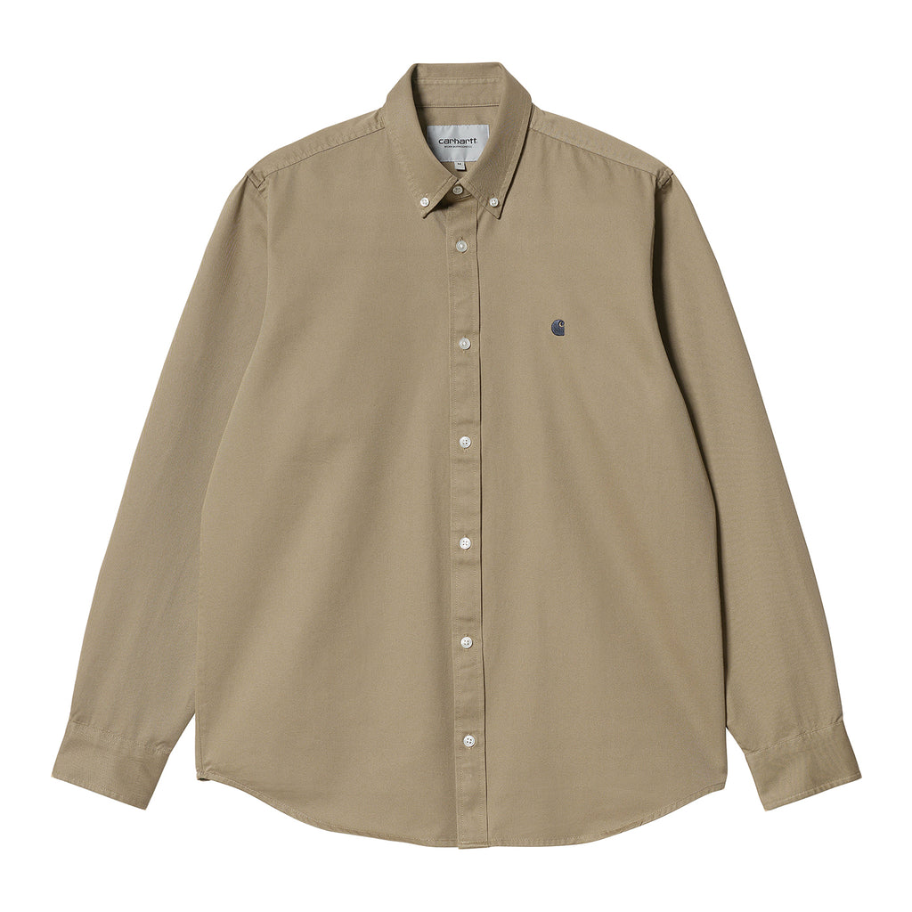 Carhartt WIP L/S Madison Shirt in Leather / Dark Navy
