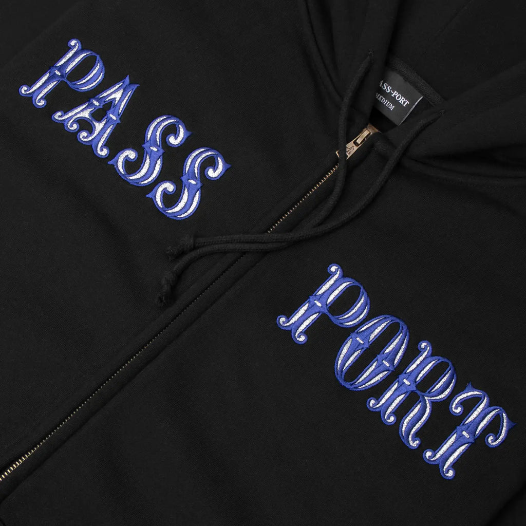 PASS~PORT Glint Zip Hoodie - Black - closeup