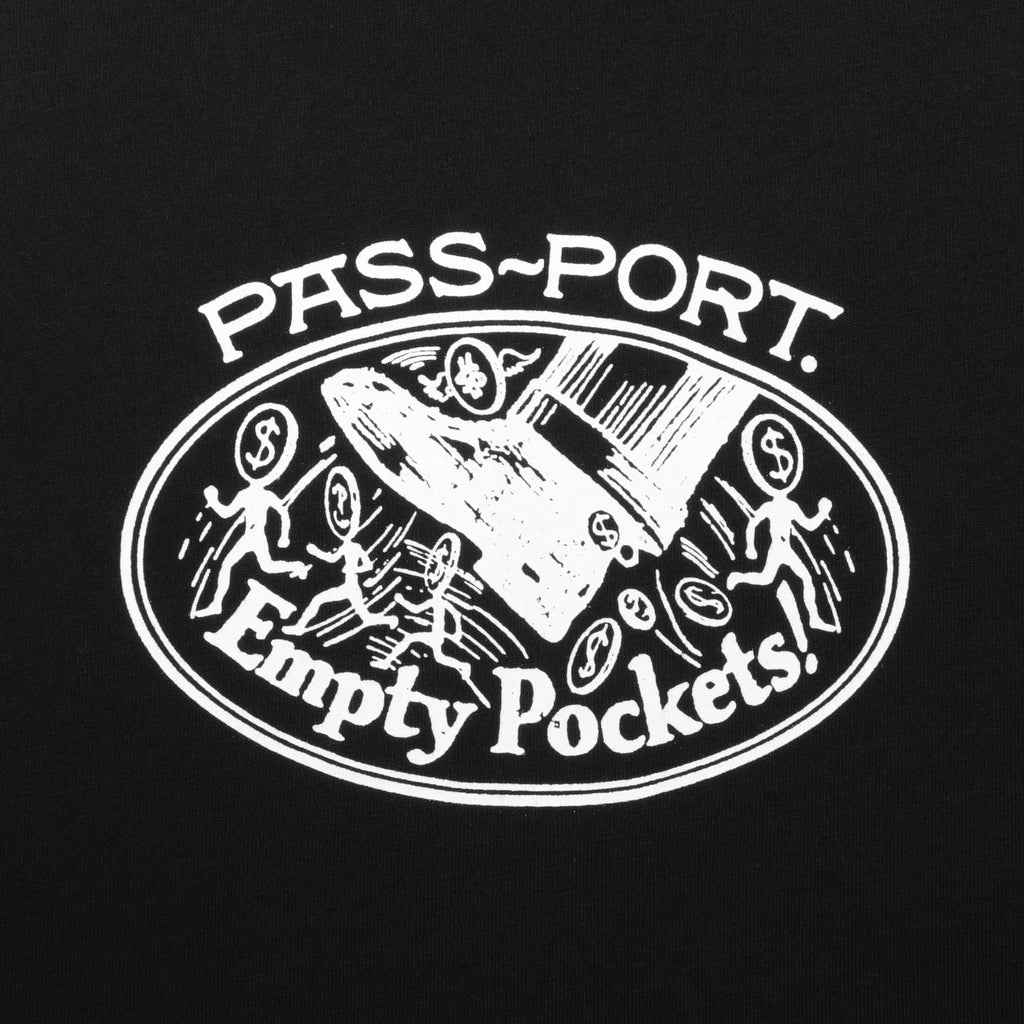 PASS~PORT Empty Pockets T Shirt - Black - closeup