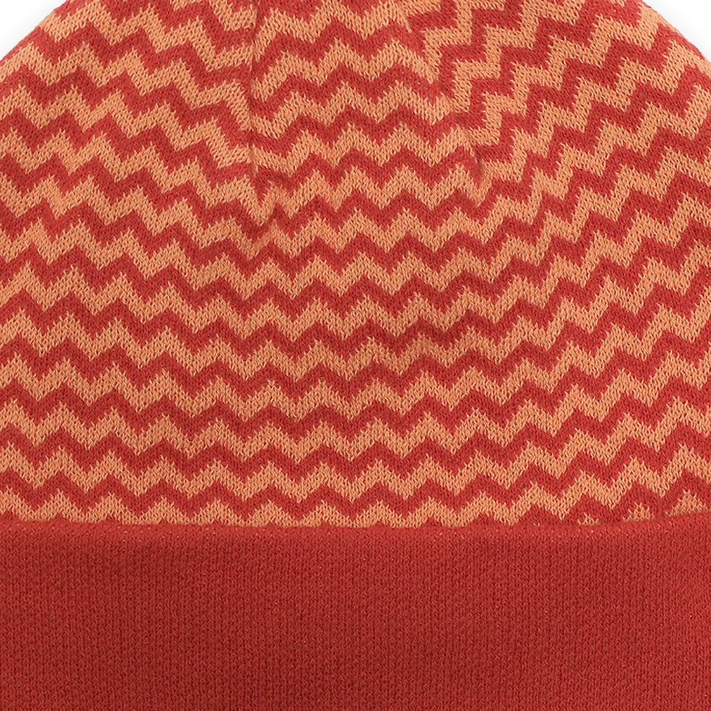 PASS~PORT Organic Cotton Zig Zag Beanie - Brick - closeup