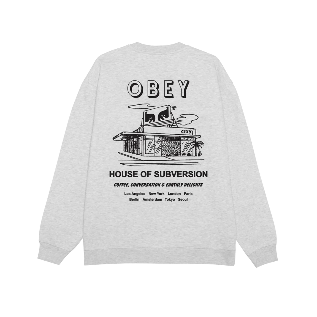 Obey House of Subversion Crew Sweatshirt - Heather Grey - back