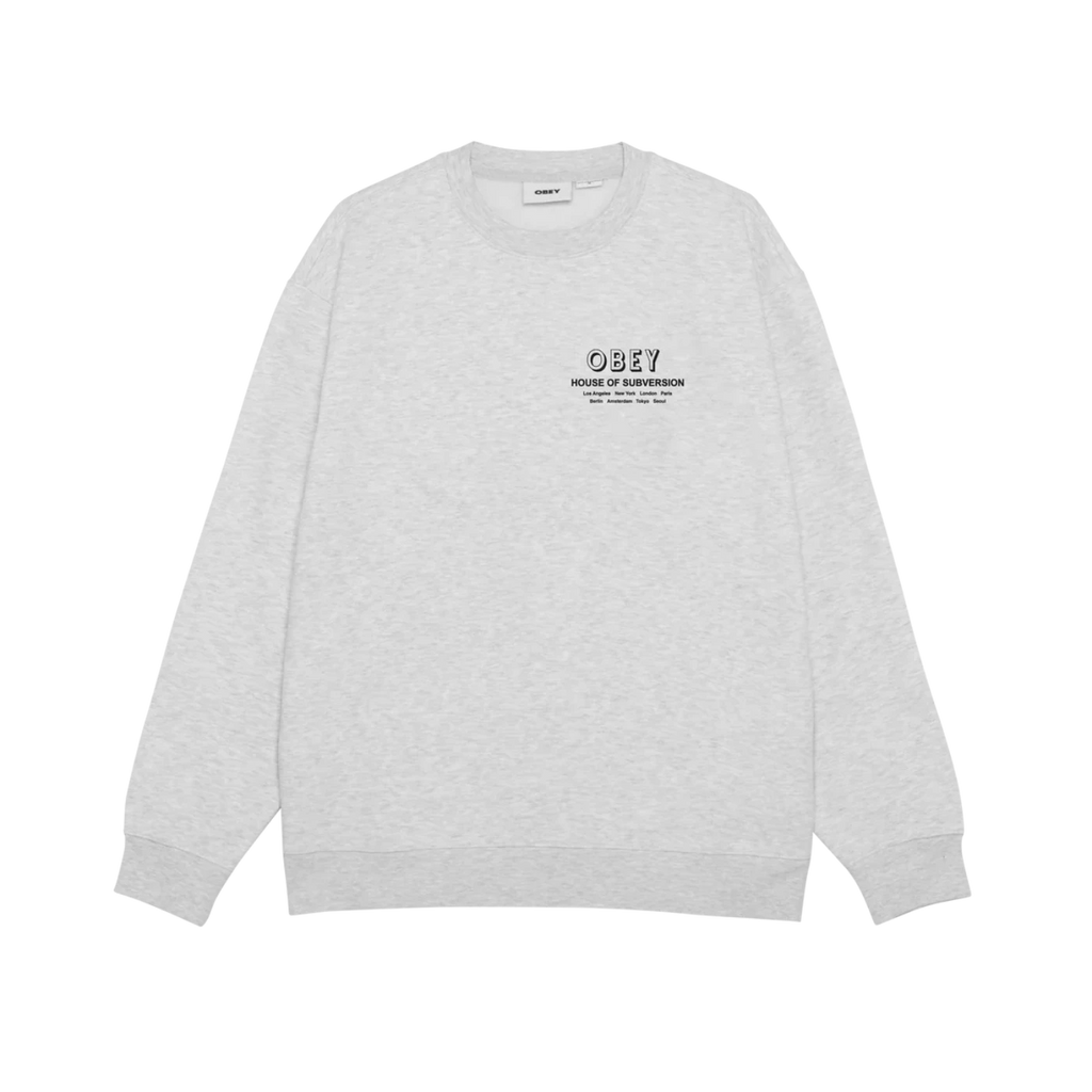 Obey House of Subversion Crew Sweatshirt - Heather Grey - front