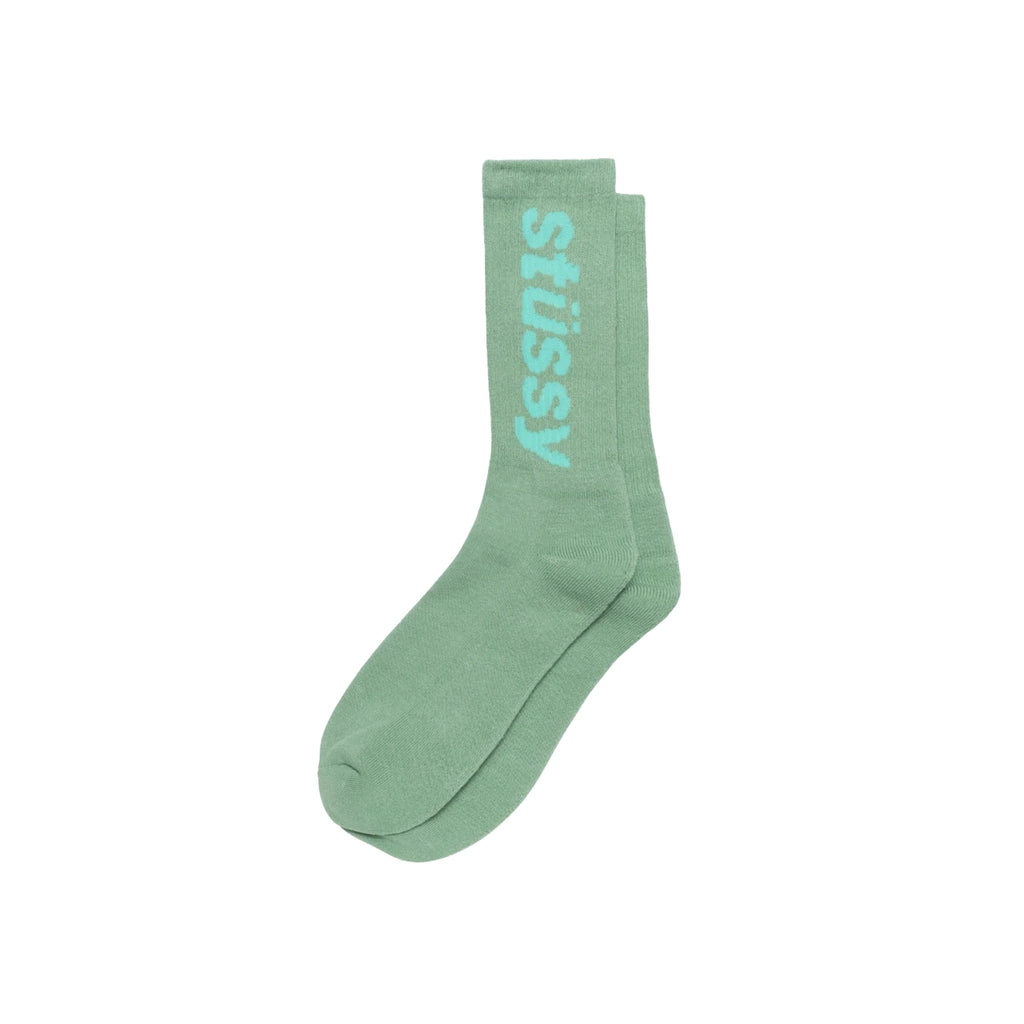 Stussy Helvetica Jacquard Crew Socks - Pistachio