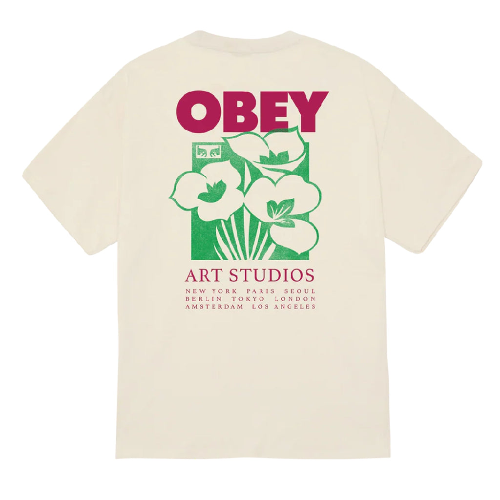 Obey Art Studio Flowers T Shirt - Cream - back