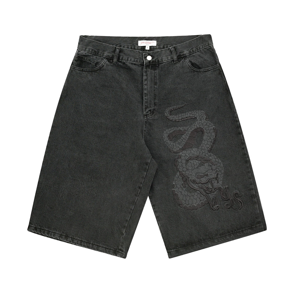 Yardsale Snake Shorts -  Black Denim - front